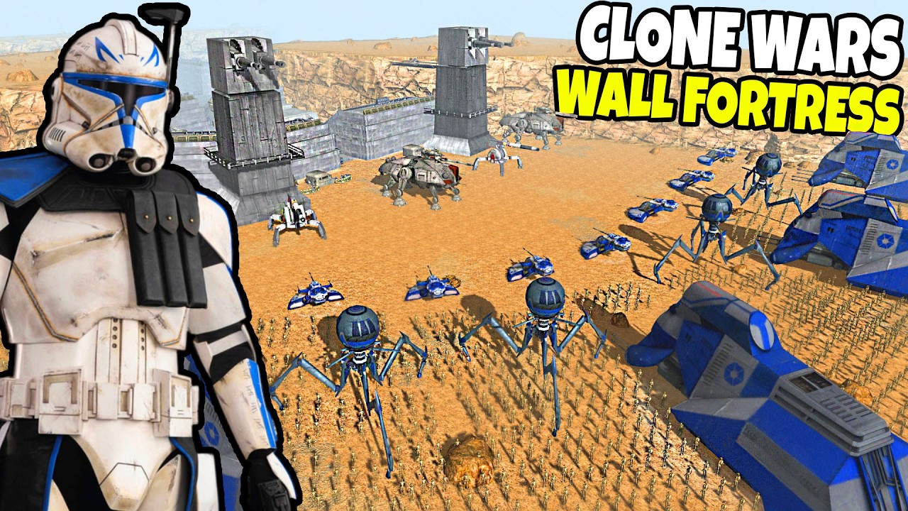 Captain Rex's Clone Army WALL FORTRESS vs 5,000 DROID ARMY Invasion?! - Men of War: Star Wars Mod