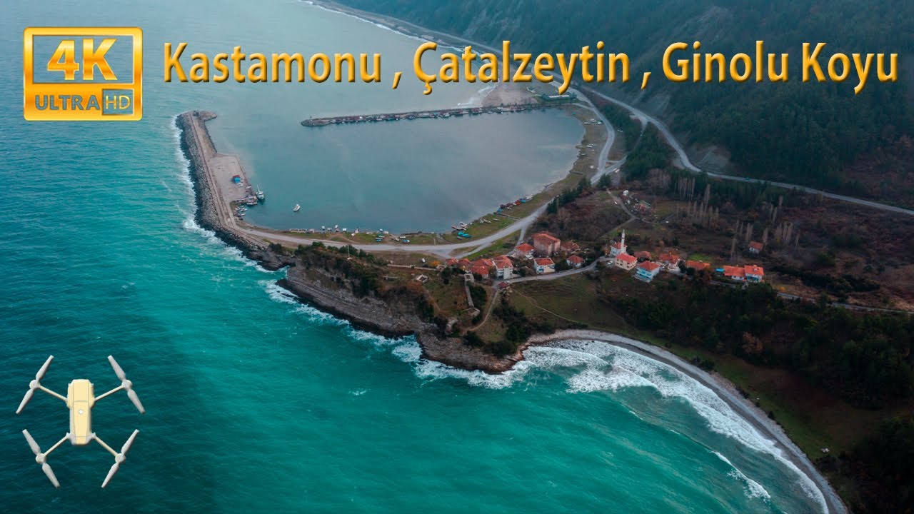 4K Kastamonu, Çatalzeytin Ginolu Koyu , plajı ve Kalesi Drone By , Aslan ÖZCAN