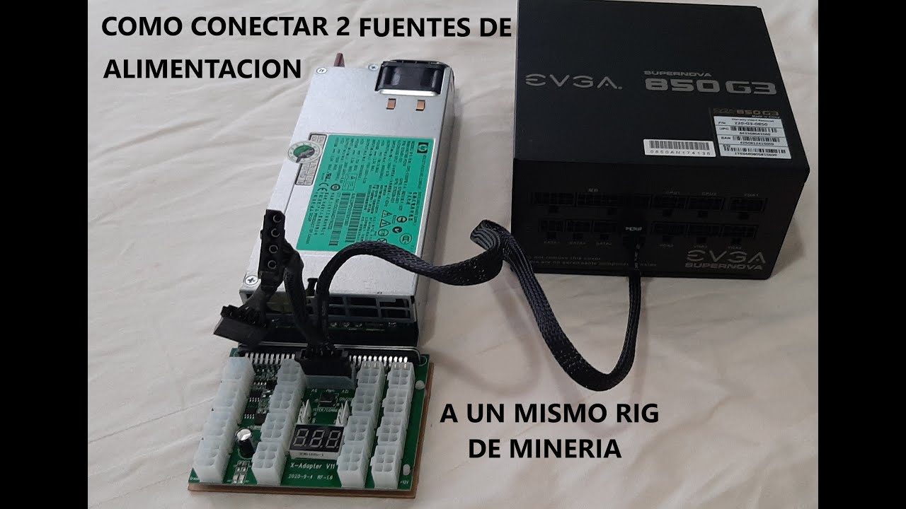 COMO CONECTAR 2 FUENTES DE ALIMENTACION A UN MISMO RIG DE MINERIA