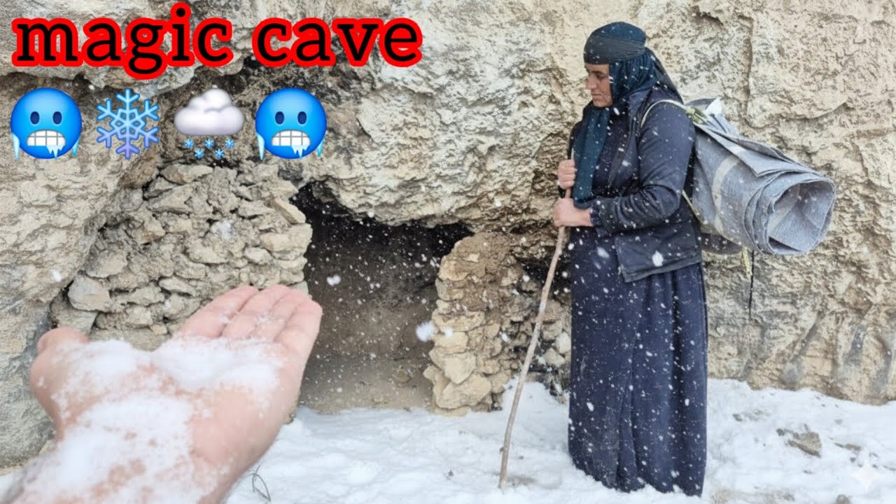 Прекрасная пещера в снегу стала убежищем для бездомной матери.