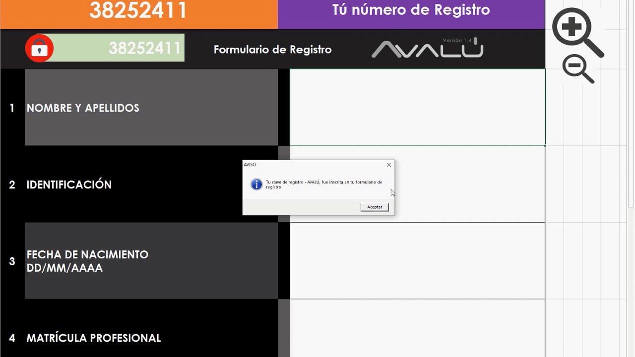 Instructivo    Formulario de registro AVALU