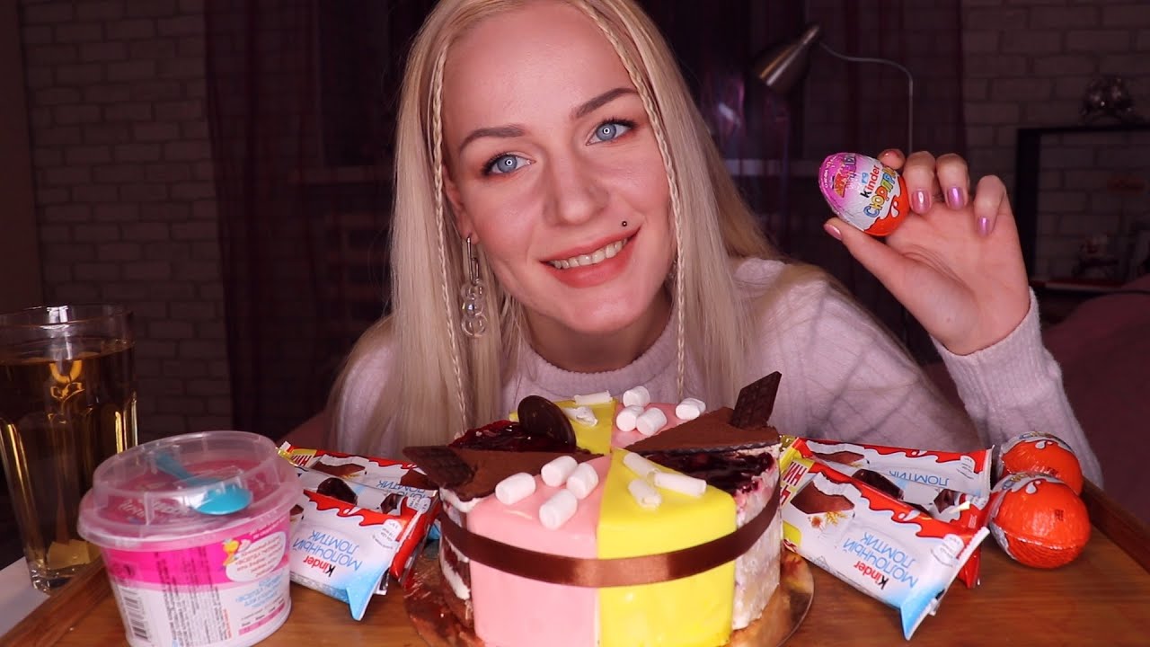 MUKBANG | Чаепитие, торт, киндеры, зефир | Tea party, cake, kinders не ASMR
