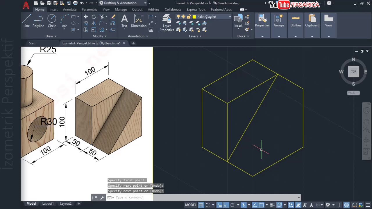 Autocad&rsquo;de izometrik perspektif nasıl &ccedil;izilir ve &ouml;l&ccedil;&uuml;lendirilir?► isometric perspective in Autocad