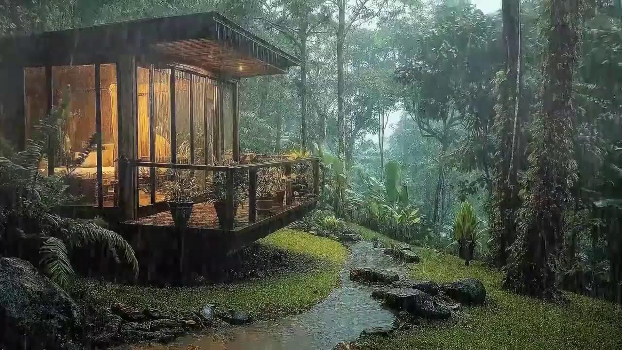 Heavy Rain and Thunder Sound That Ends Mental Stress and Daily Fatigue