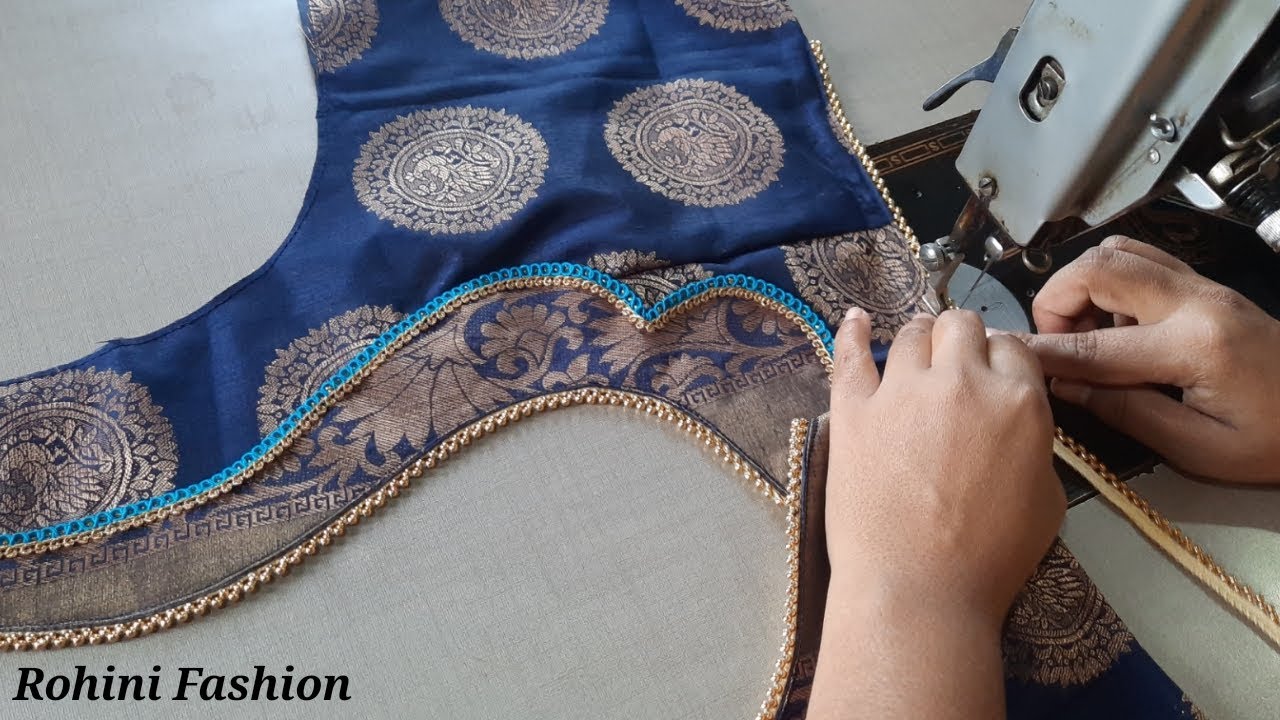 Beautiful patchwork blouse back neck design|cutting and stitching back neck