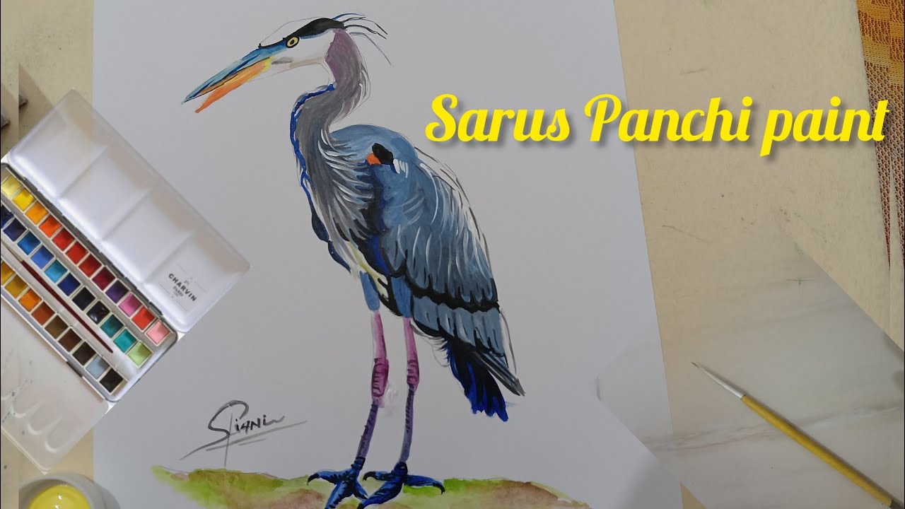  Sarus Panchi how to paint / acrylic colour use step by step 