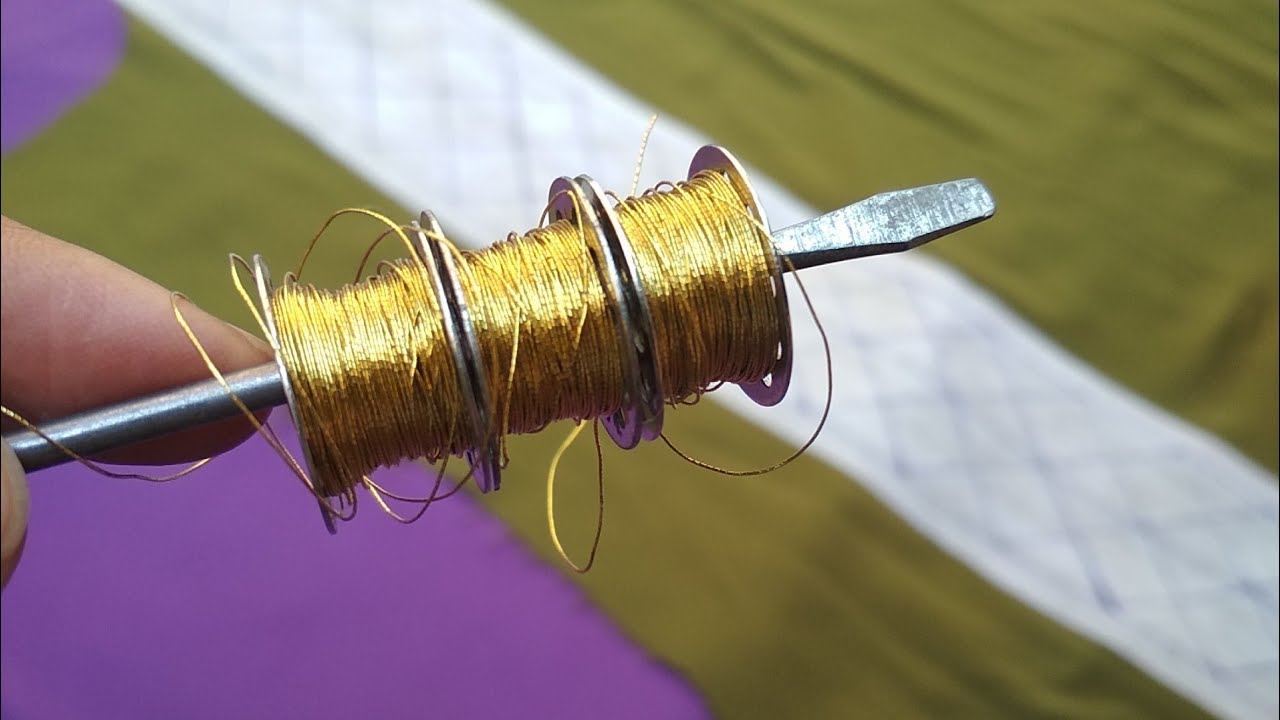 Normal machine और जरी थ्रेड से बनाएं कुर्ती का सुंदर design / normal machine embroidery/ BR fashion