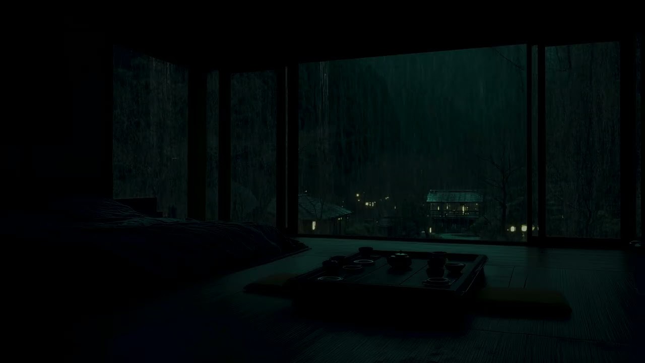 Soft Rain in a Dark Greenhouse 🌿| Dark Tranquil Ambience for Anxiety Relief and Restful Sleep 🌧️