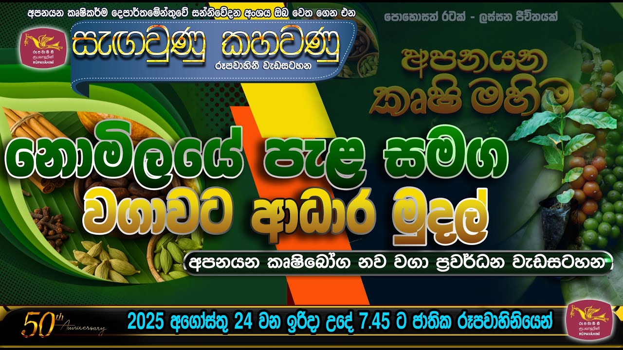 නොමිලේ පැල සමග වගාවට ආධාර මුදල් - අපනයන කෘෂි බෝග නව වගා ප්‍රවර්ධන වැඩසටහන