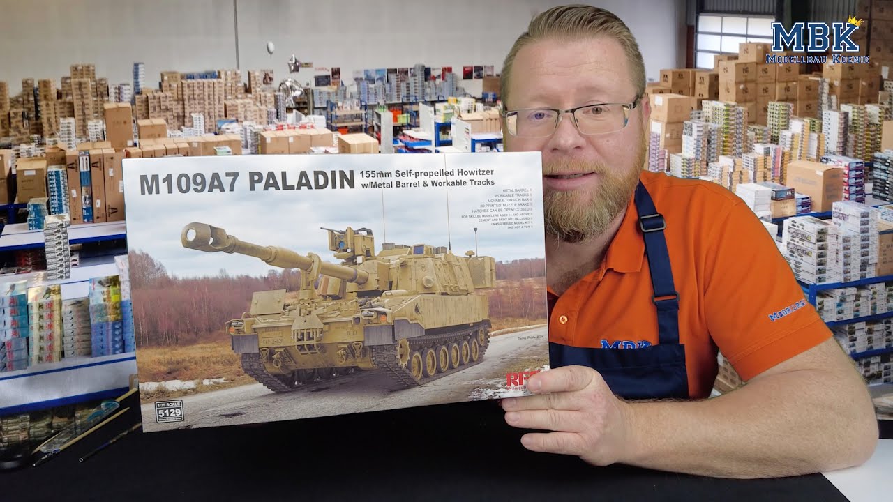 MBK packt aus #1110 - 1:35 M109A7 Paladin w/metal barrel + workable  tracks (Rye Field Model 5129)