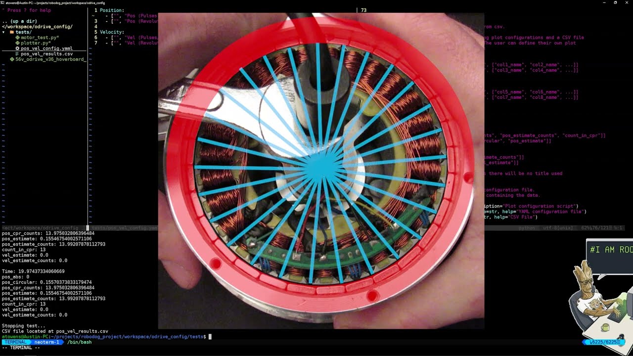 RoboDog Part 10 | Dual BLDC Hoverboard Motors: Fixtures, Cable Management & ODrive Calibration