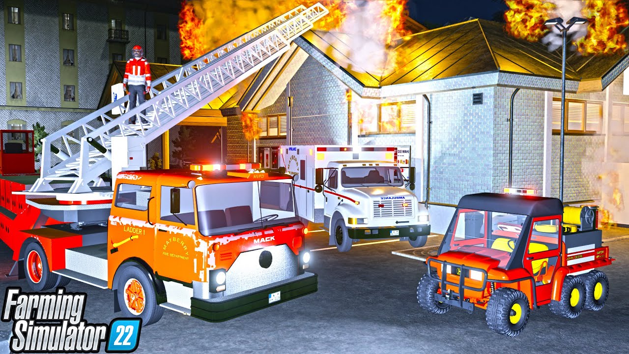 HUGE FIRE AT GROCERY STORE (Fire Station) | Farming Simulator 22
