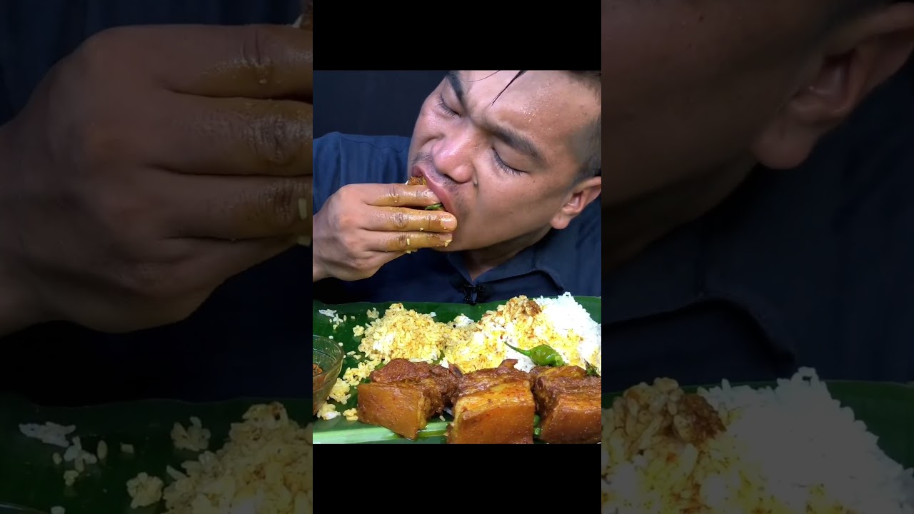 ASMR : Eating Spicy 🥵 Pork Curry,❤️&zwj;🔥 With Rice, 😋 Red Chilli 🌶️ || ASMRSHOW || MUKBANG ||