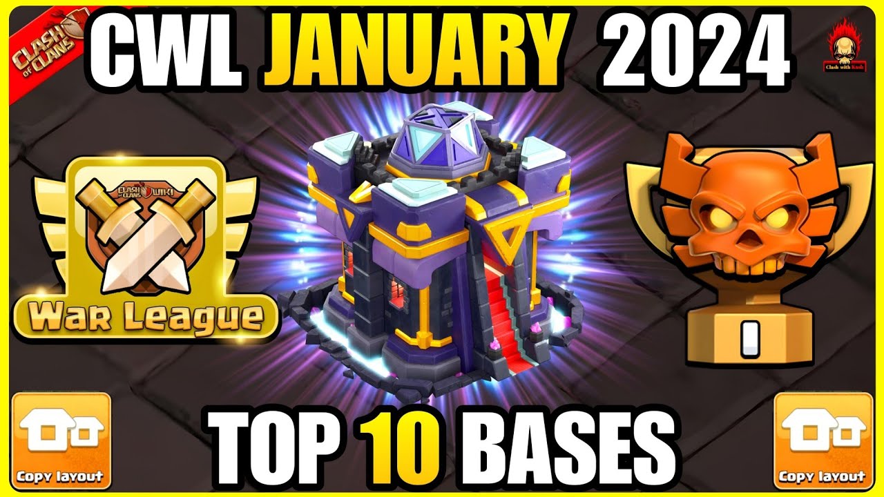 JANUARY 2024 TOP 10 TH15 CWL BASE | TH15 WAR BASE LINK | TH15 LEGEND BASE LINK |