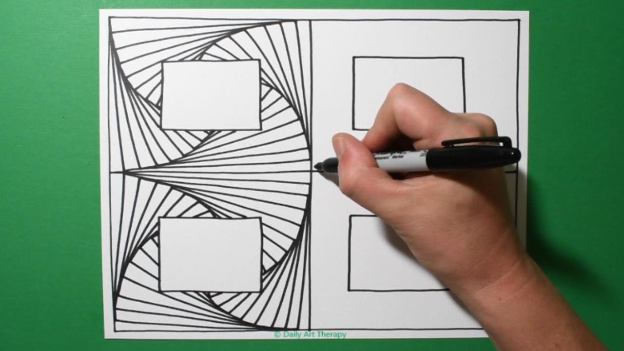 Daily Line Illusion #215 / Floating Rectangles 3D Pattern / Satisfying Spiral Drawing / Art Therapy