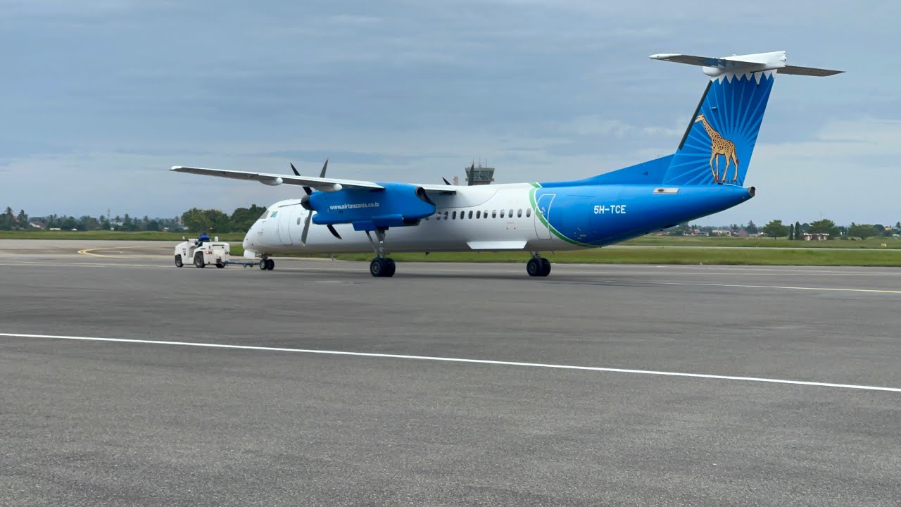 Air Tanzania Dash 8 Q400 Pushback Procedure at Julius Nyerere International Airport