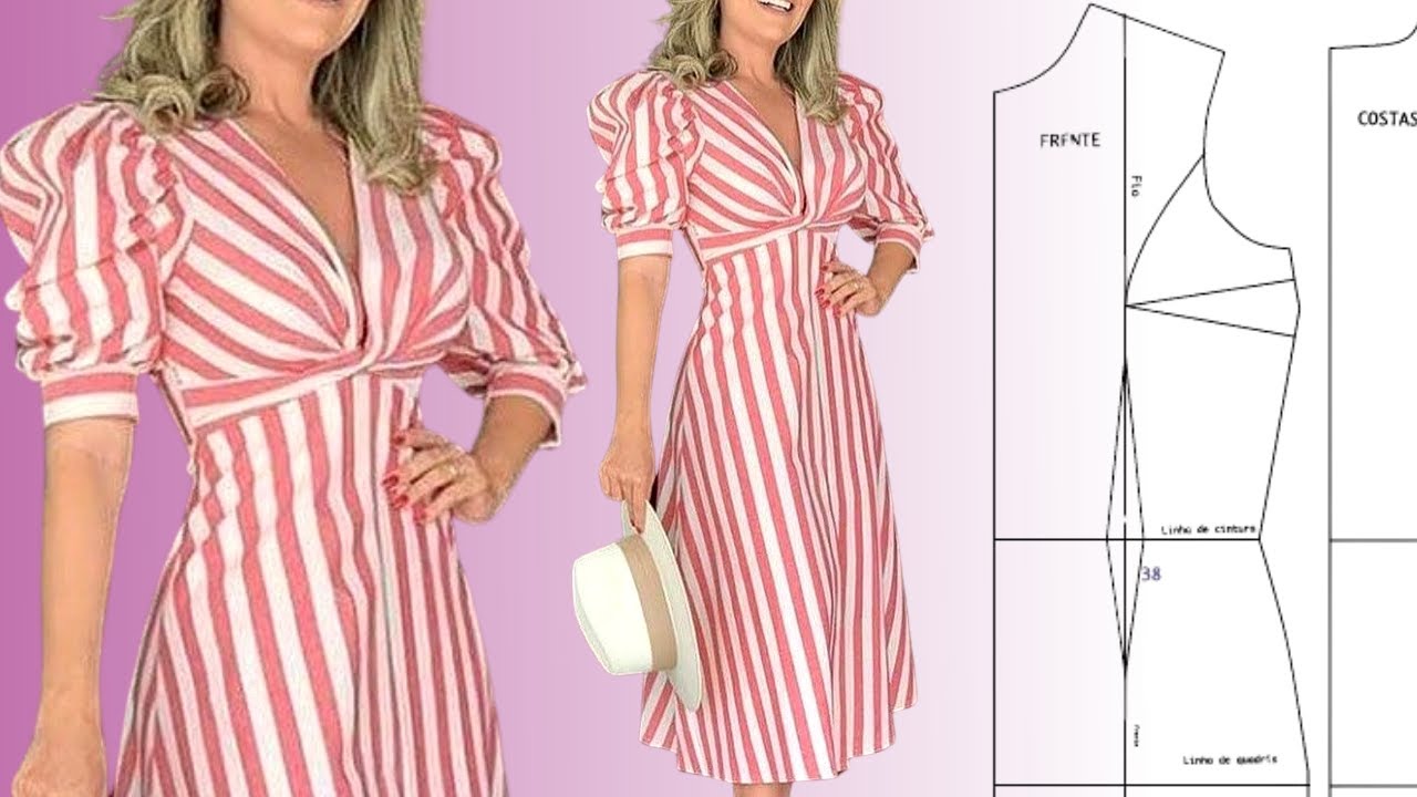 Como Fazer Vestido Midi com Mangas Bufantes (Interpretação de Modelo e Molde)