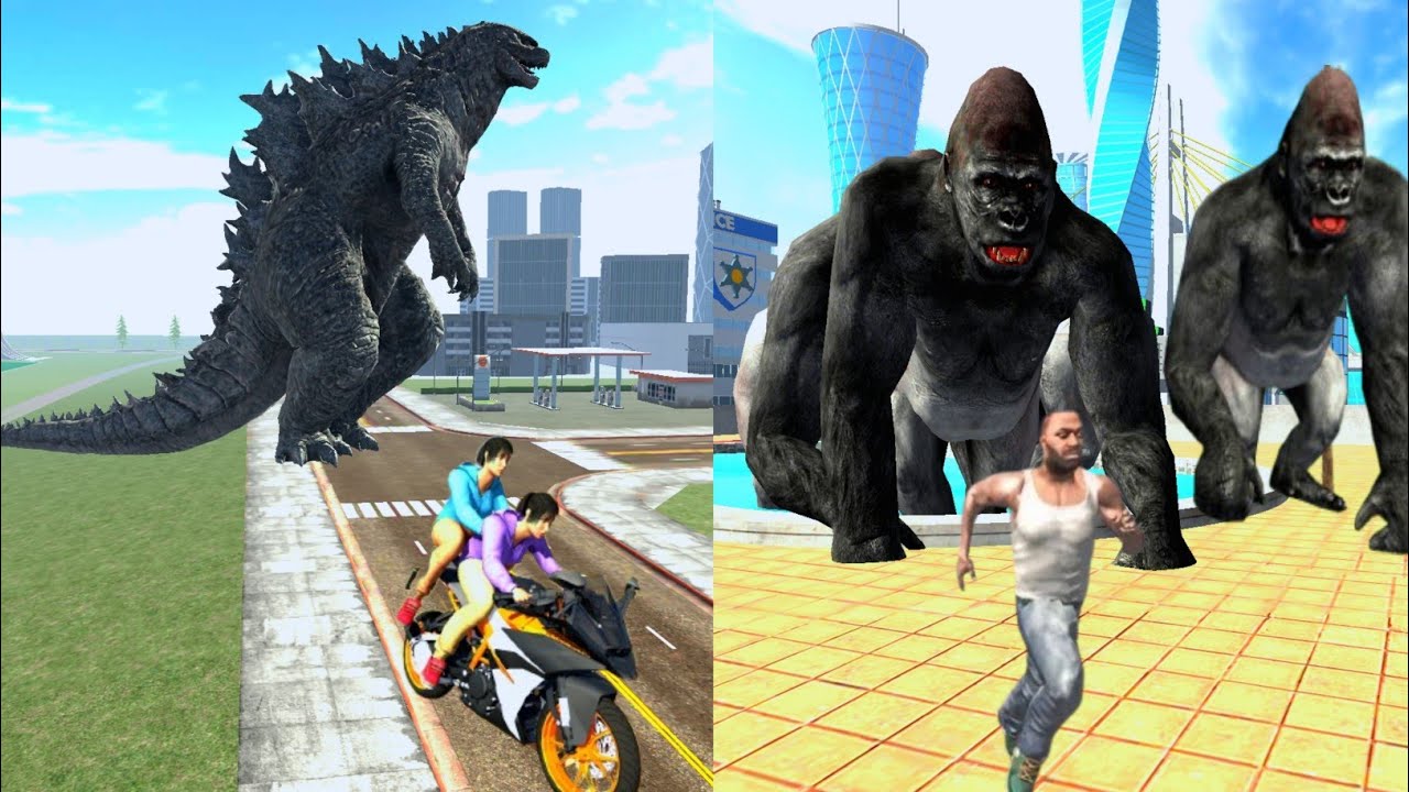 Godzilla And Gorillas Attacked Our City Together | Indian Bike Driving 3D 