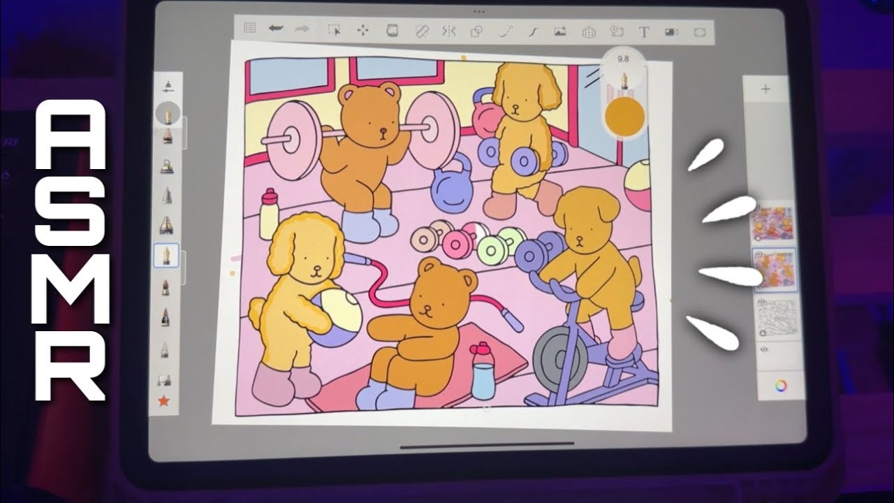 ASMR - COLORINDO BOBBIE GOODS NO IPAD! 🌟 | sussurros e sons de boca