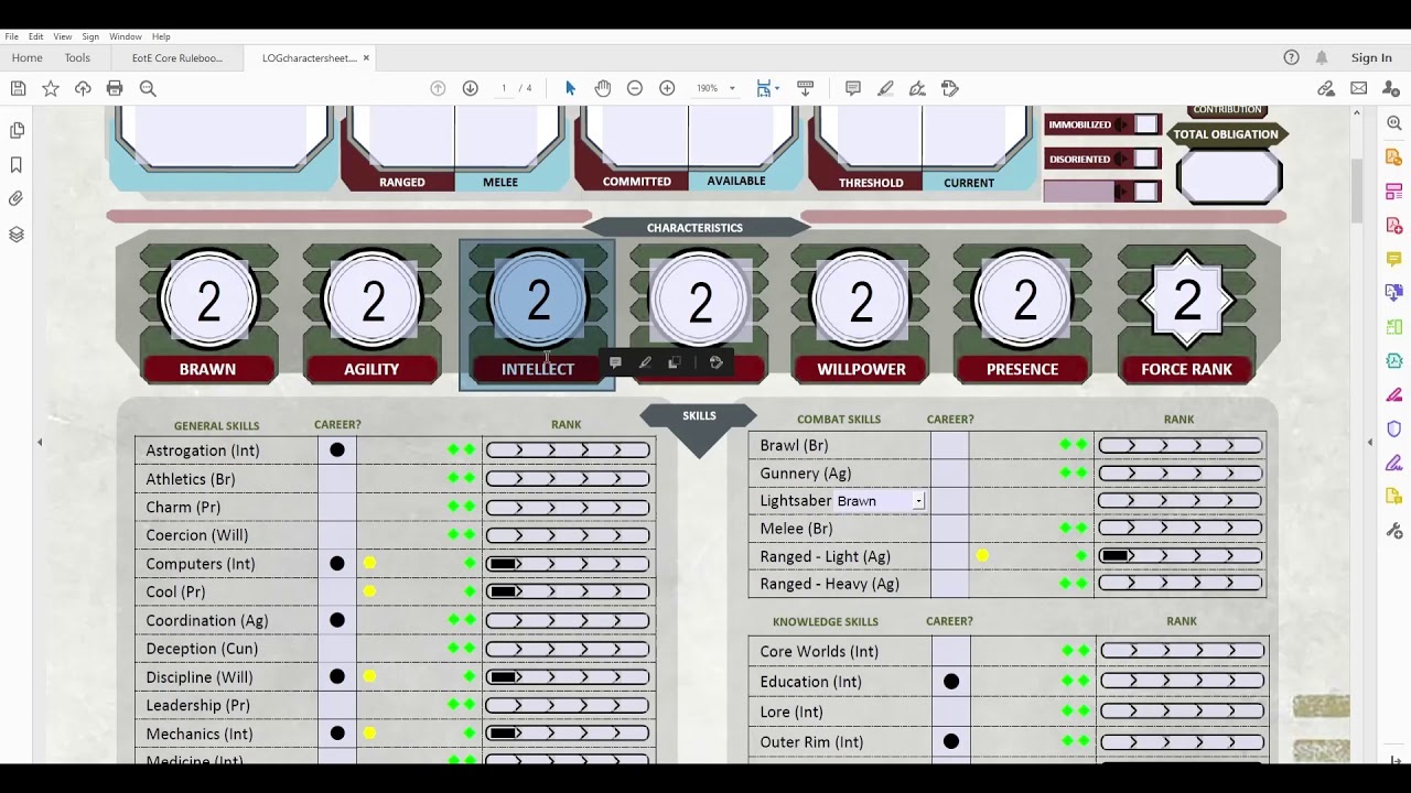 Star Wars: Edge of the Empire - Character Creation Example