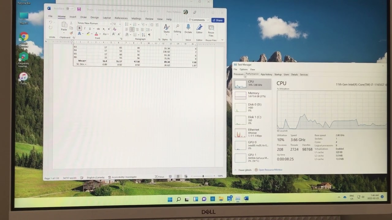 New Dell computer's fan making too much noise when opening a (longer) Word document: Is that normal?