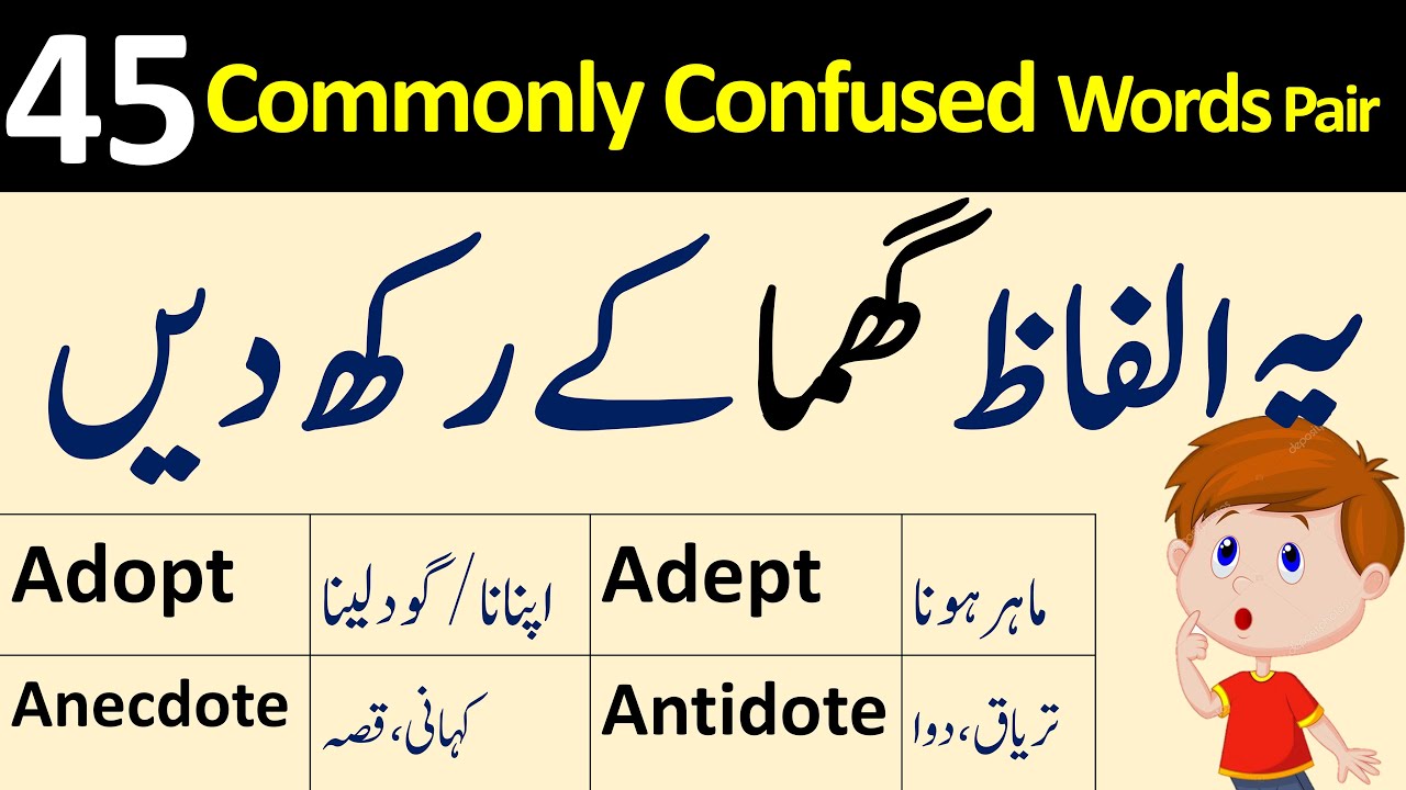 45 Commonly Confused Words Pair In English With Urdu/ Hindi | Angrezify