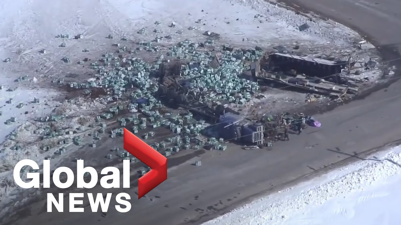 Aerial video shows destruction at scene of Humboldt Broncos bus crash