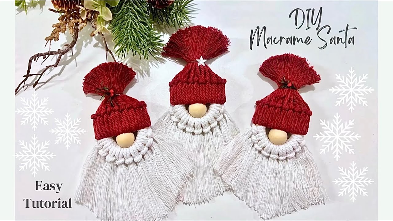 DIY Macrame Santa | Gnomes Christmas Decorations | 手作りクリスマスオーナメント | マクラメサンタ