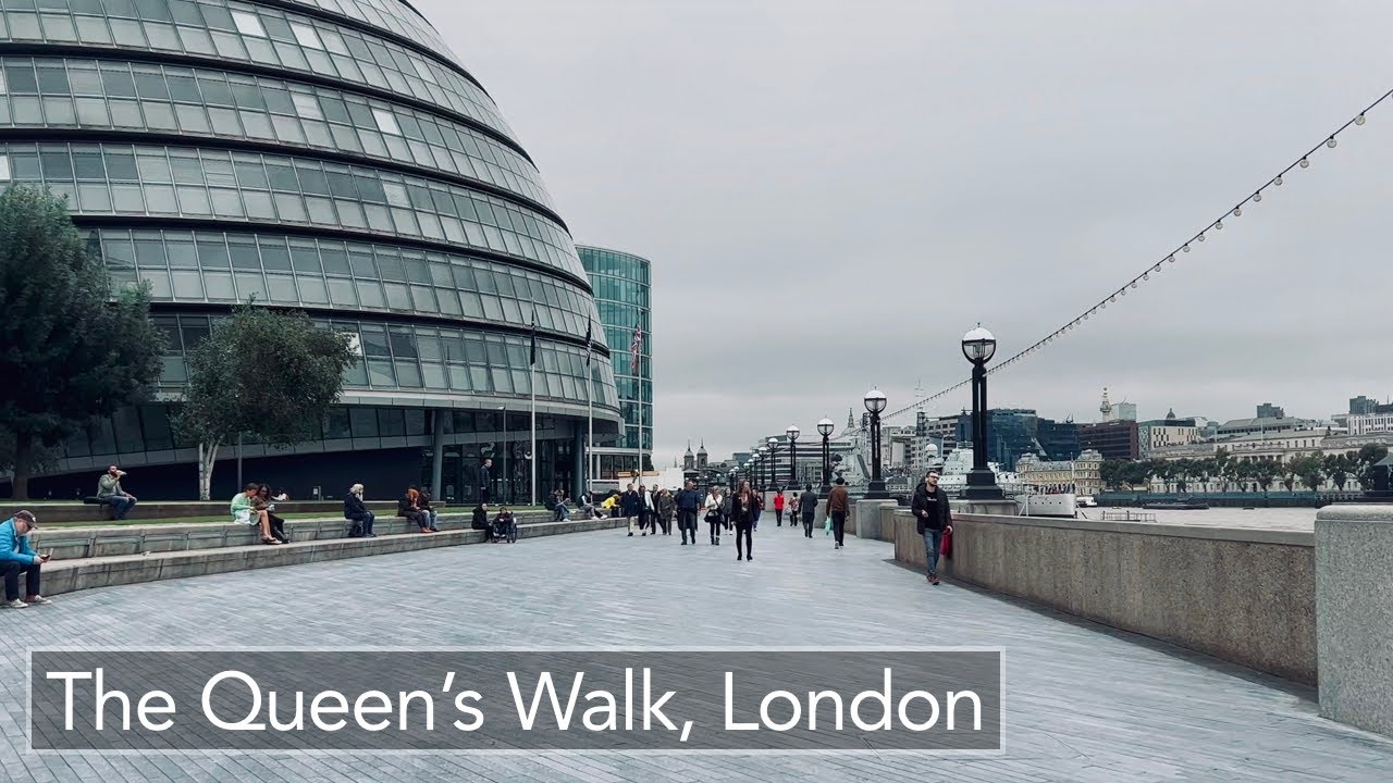 The Queen's Walk and Thames Path during the day [LONDON 2021 4K 60FPS]