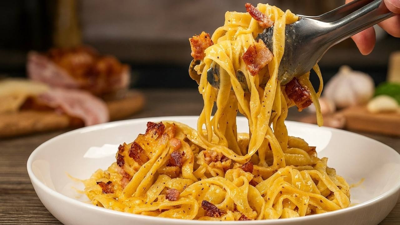 So machst du perfekte Pasta Carbonara mit knusprigem Bacon!