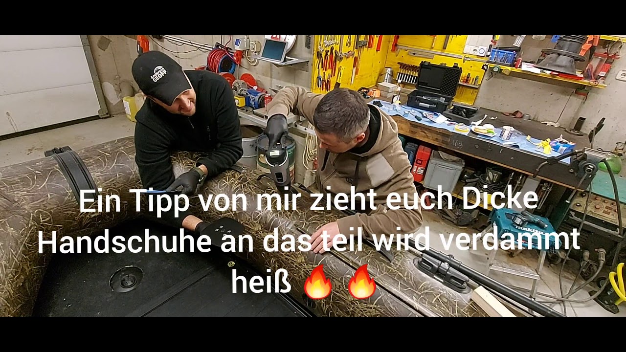 Echolot und Geber montage am Schlauchboot. mit der Fasten- Halterung der Firma LOTU