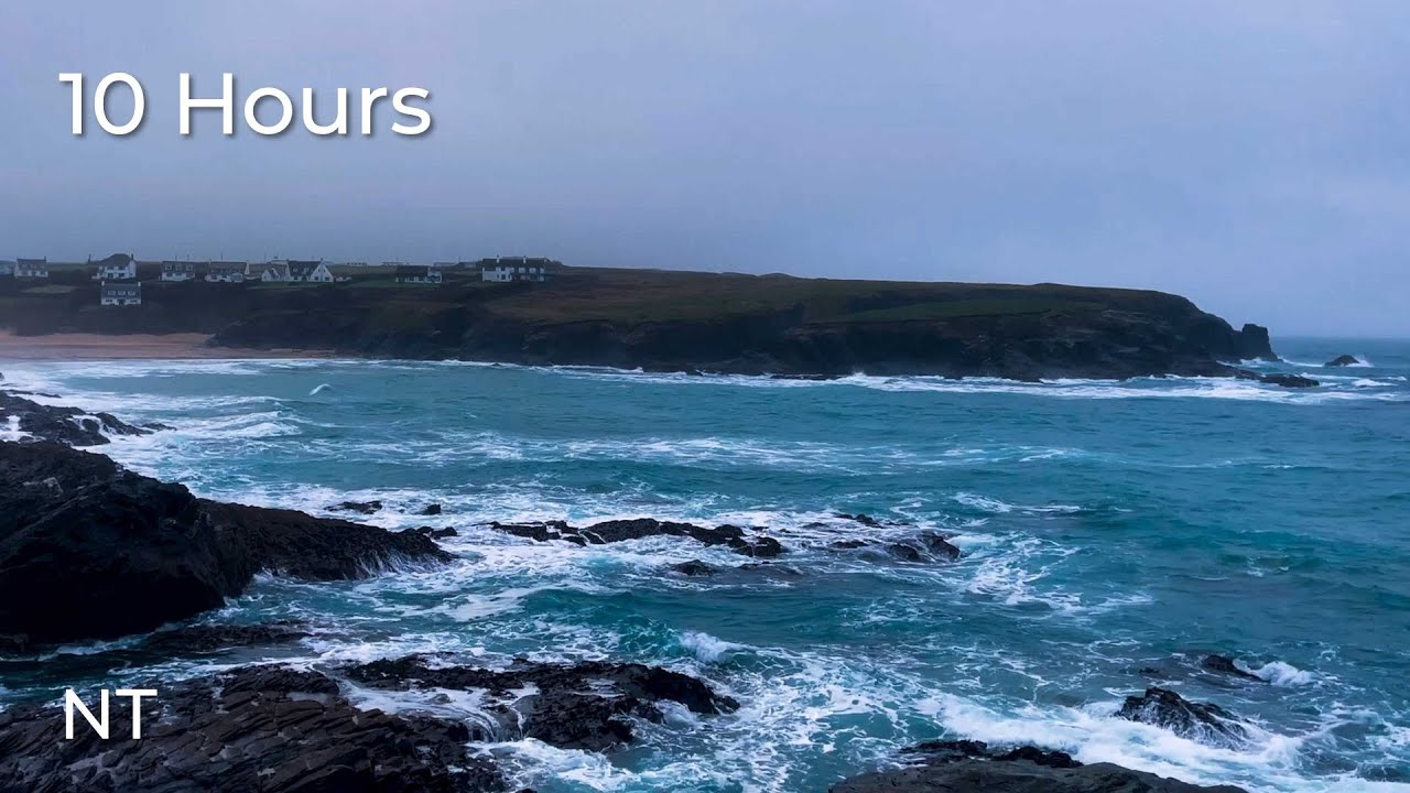 Stormy Ocean Waves Crashing on Rocks off Atlantic Coast | Winter Sea Sounds for Sleep & Relaxation
