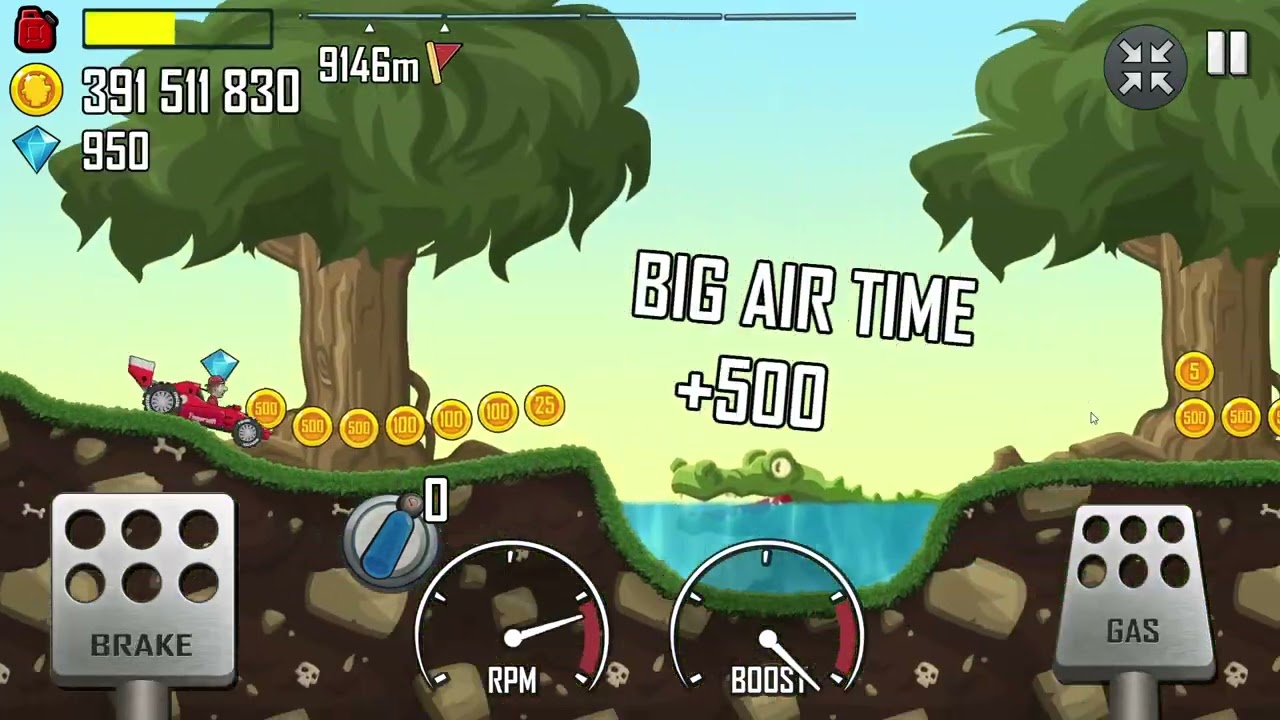 Hill Climb Racing. Race Car on Jungle 14076 meters