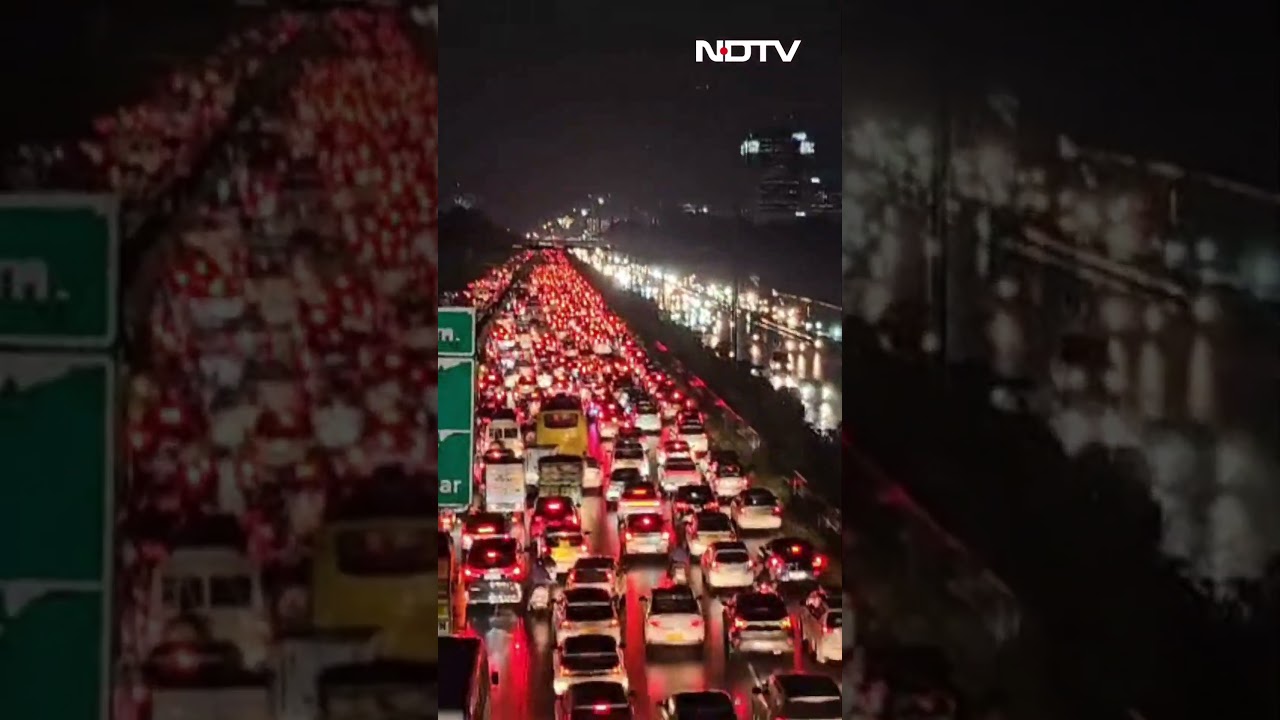 Gurugram Chokes As Heavy Rain Triggers Massive Traffic Jam To Delhi