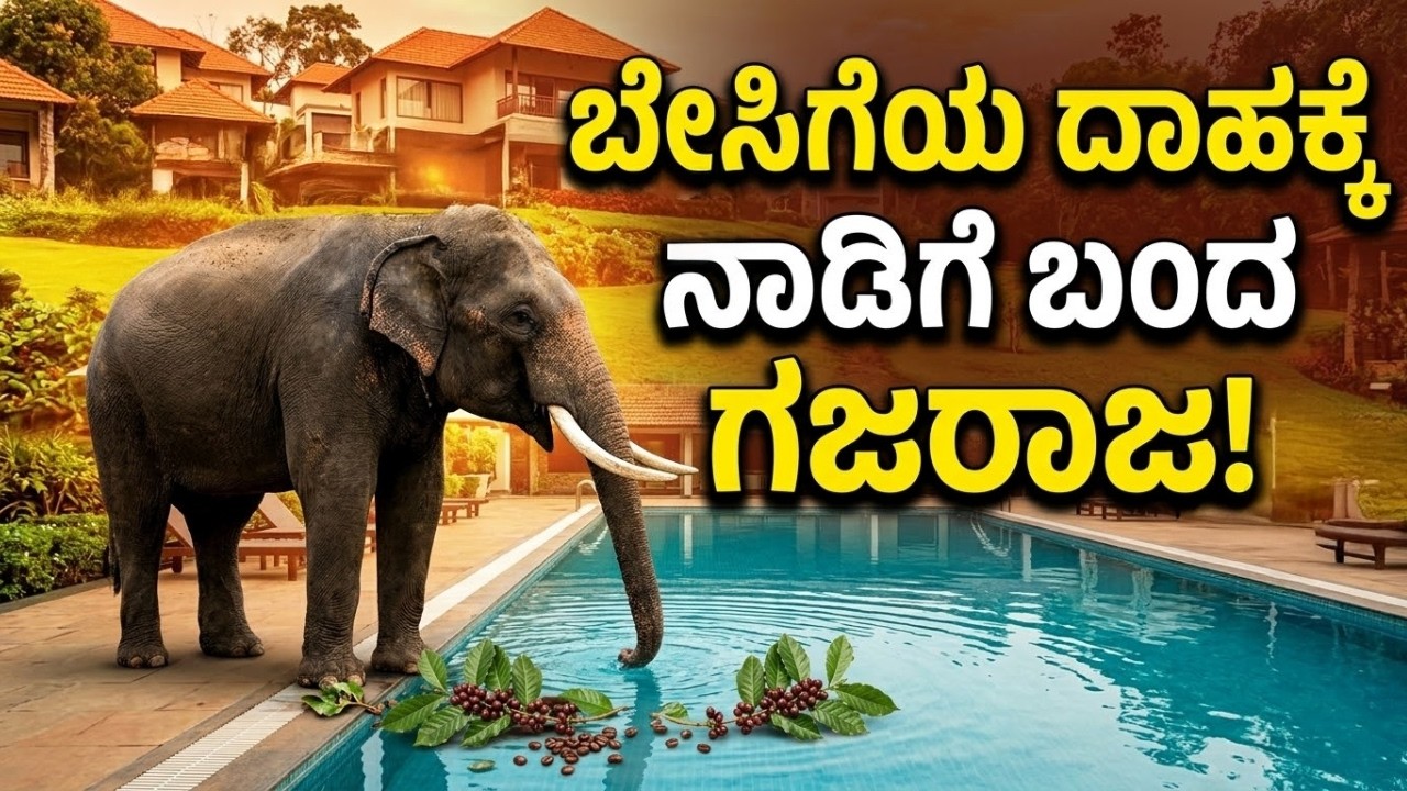 ನಟ ಗುರುನಂದನ್ ಅವರ ವಿಲ್ಲಾ ಈಜುಕೊಳದಲ್ಲಿ ಕಾಡಾನೆ ಜಲಕ್ರೀಡೆ | Chikkamagaluru | Elephant | Suvarna News