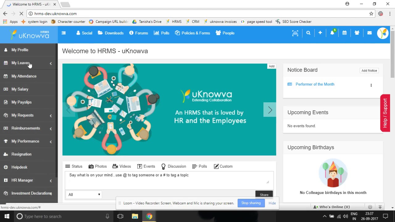 How to define holidays in uKnowva HRMS