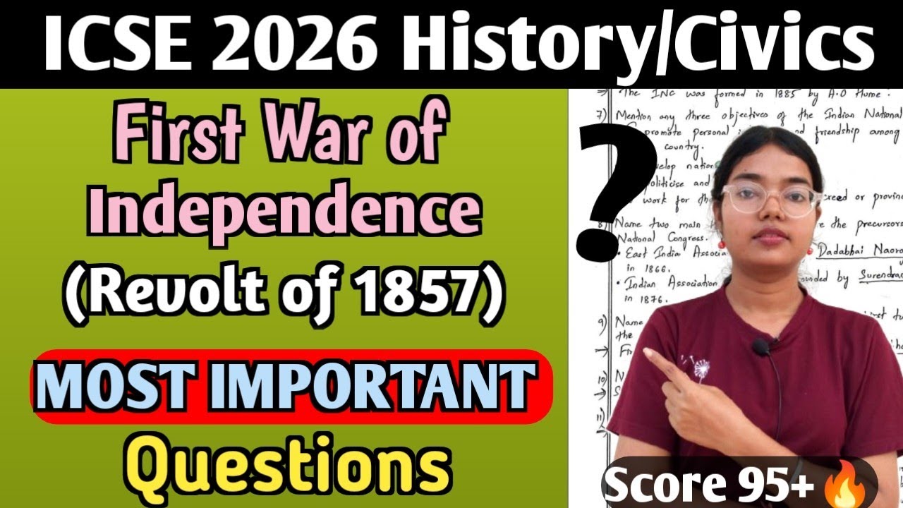 ICSE History/Civics 2026 | Revolt of 1857 | Must DO Questions for Board EXAM🔥 | Must WATCH 