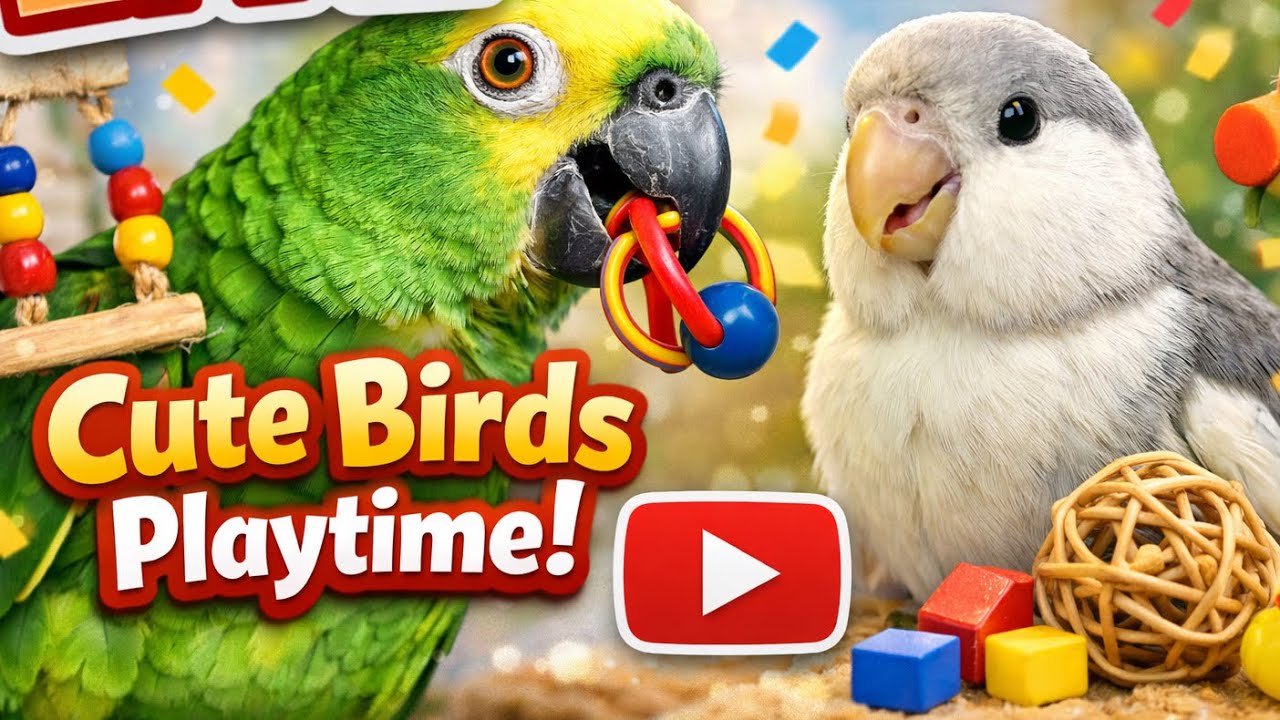 🐦 LIVE: Birds Playing & Having Fun – Watch Adorable Parrot Moments in Real-Time! 🐥💛