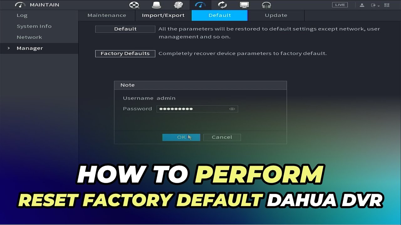 Dahua DVR Reset | How to Factory Default Dahua DVR
