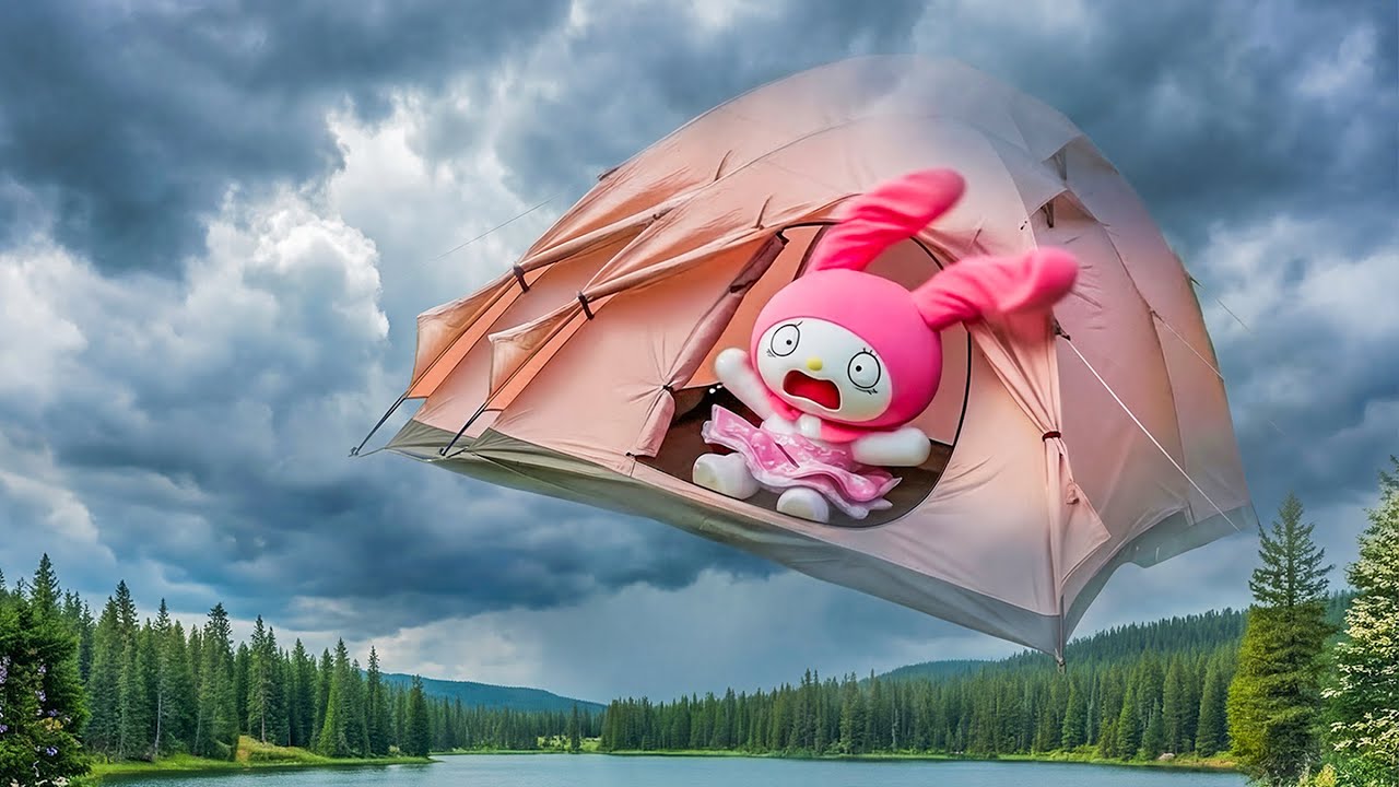 My Melody Trapped in a Flying Tent… A Storm Is Coming! 😱⛈️