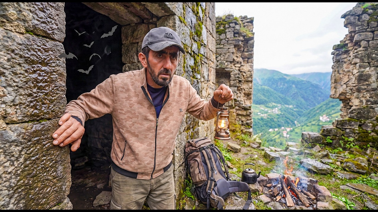 I Spent 24 Hours in a Remote Mountain Castle: Extreme Bushcraft Survival