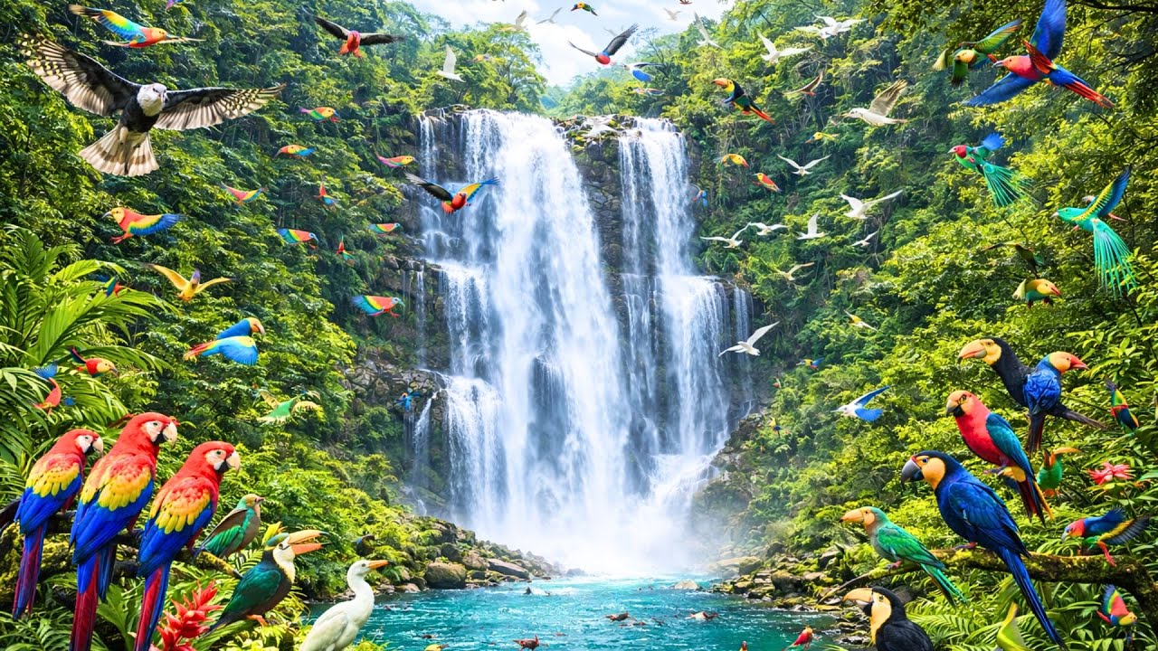 Beautiful Birds & Waterfalls of the Amazon | Gentle Moments of the Wild (4K ASMR, No Music)