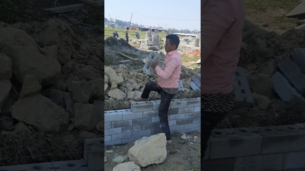 How to construct wall with interlocking bricks? इन्टरलकिङ इटाबाट वाल कसरि लगाउने?