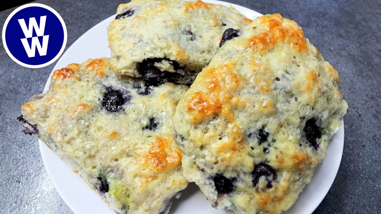 ✨EASY Protein Blueberry Lemon Scones🫐🍋 WW Friendly -Weight Watchers - Lightened/Healthy Scone Recipe