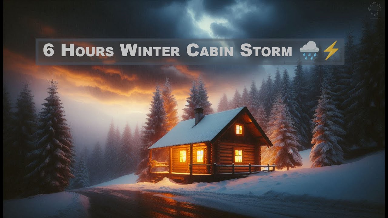 Frozen Forest Thunder Rain 🌧️⚡ | 6 Hours of Cabin Storm & Night Rain