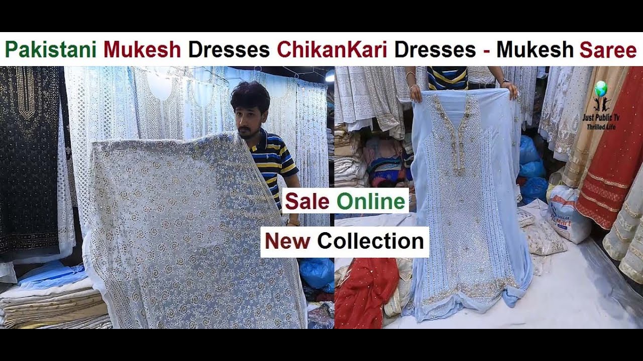 Pakistani Mukesh dresses ChikanKari Dresses - Mukesh Bridal Saree - Mukesh Work Frocks - ChikanKari