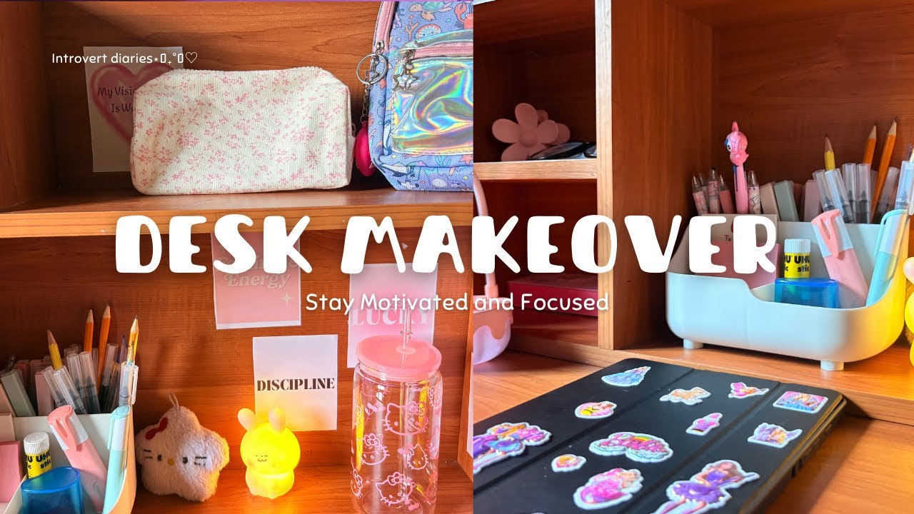 Desk makeover vlog 𐙚⋆.˚ 🎀 මගේ desk makeover එක