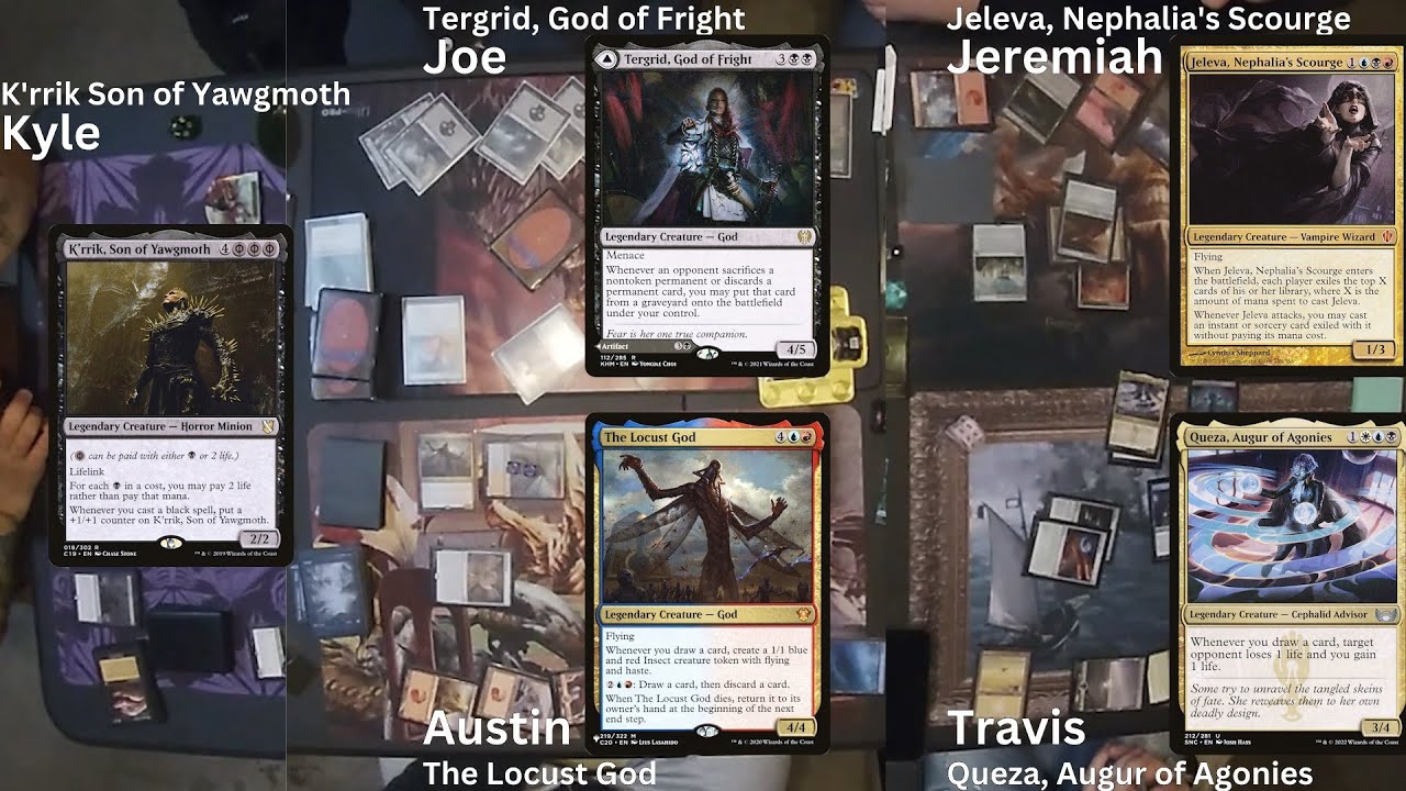 Commander Gameplay Ep.2 Queza v Locust God v K'rrik v Tergrid v Jeleva MTG EDH