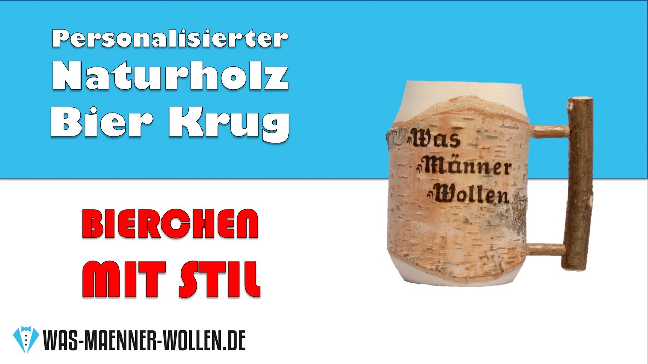 Krug aus Holz mit pers&ouml;nlicher Gravur als perfektes M&auml;nnergeschenk - Geschenkideen f&uuml;r M&auml;nner