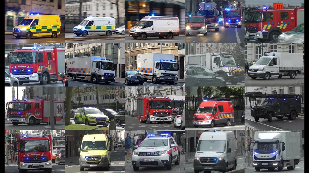 [MASSIVE AIRHORN/Civiele Bescherming!] Compilatie van vele Hulpdiensten met spoed door Brussel!